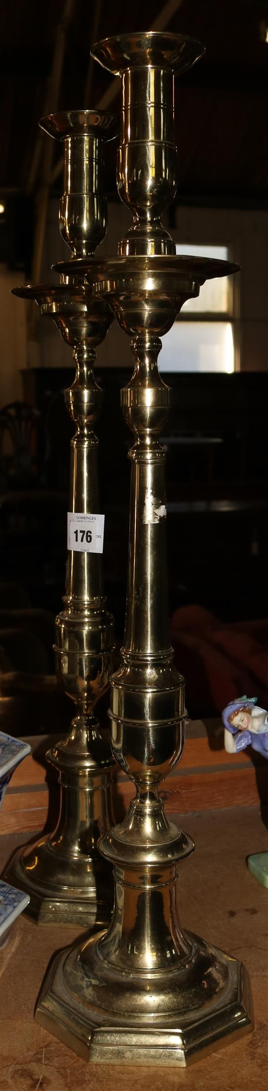 Pair brass altar sticks(-)